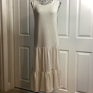 BB Dakota Cream & White Striped Maxi Dress Summer Flow S